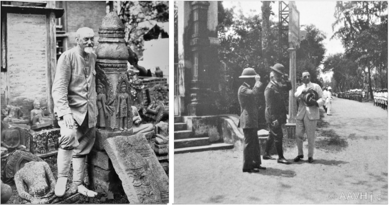 Henri Parmentier in Angkor (ca.1930) und in Tourane mit Kollegen (1919)