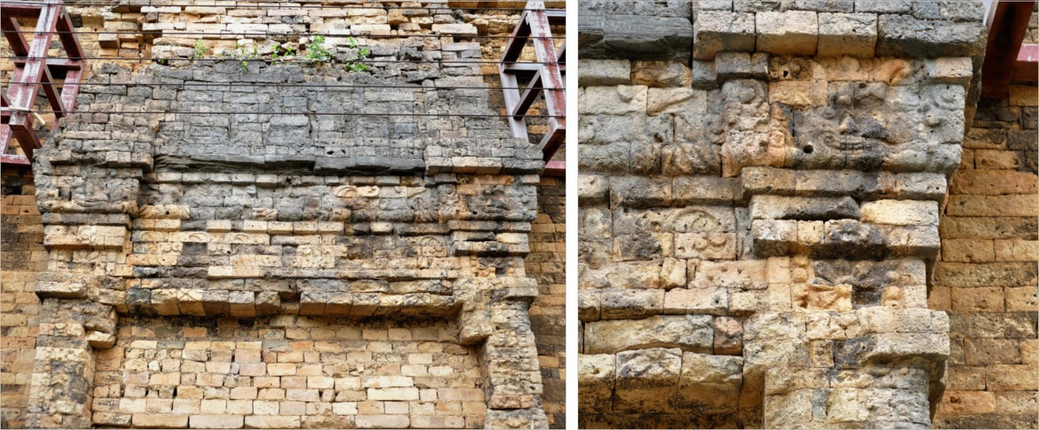 East Ta Nhean Tempel – fragmentarische Ziegelreliefs