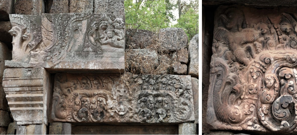 Bild 16.4: West-Gopuram, Tympanum und Türsturz  Bild 16.5: Türsturz, Ausschnitt: Garuda-Naga