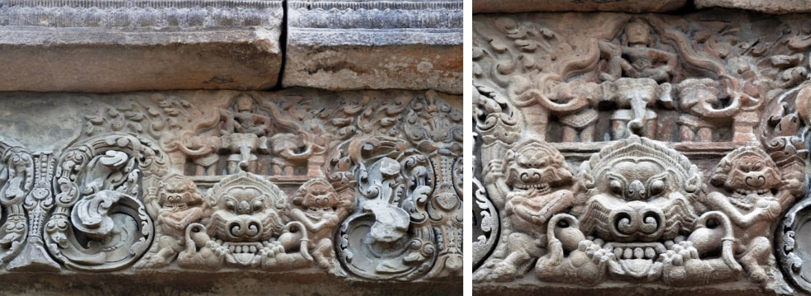 Bild 23 & 23.1: Ost-Gopuram (außen) Türsturz Indra auf Airavata