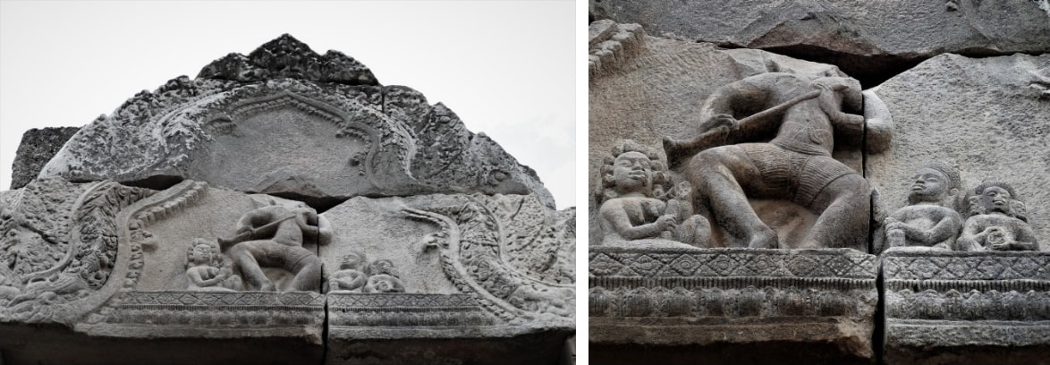 Bild 24 & 24.1.: Ost-Gopuram (Tympanum außen) Shiva und Durga sowie Vishnu und Brahma