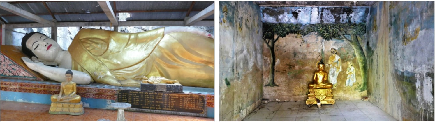 Phnom Sampov: Buddha-Statuen in festen Räumen