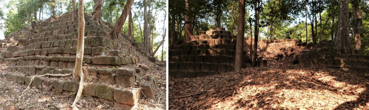 Prasat Kong Phluk – Pyramide, Südwestansicht und Ostansicht mit offenen Innenraum