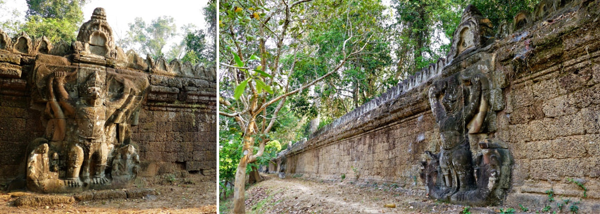 Garuda mit Bekrönung und Mauerzinnen von Preah Khan in Angkor