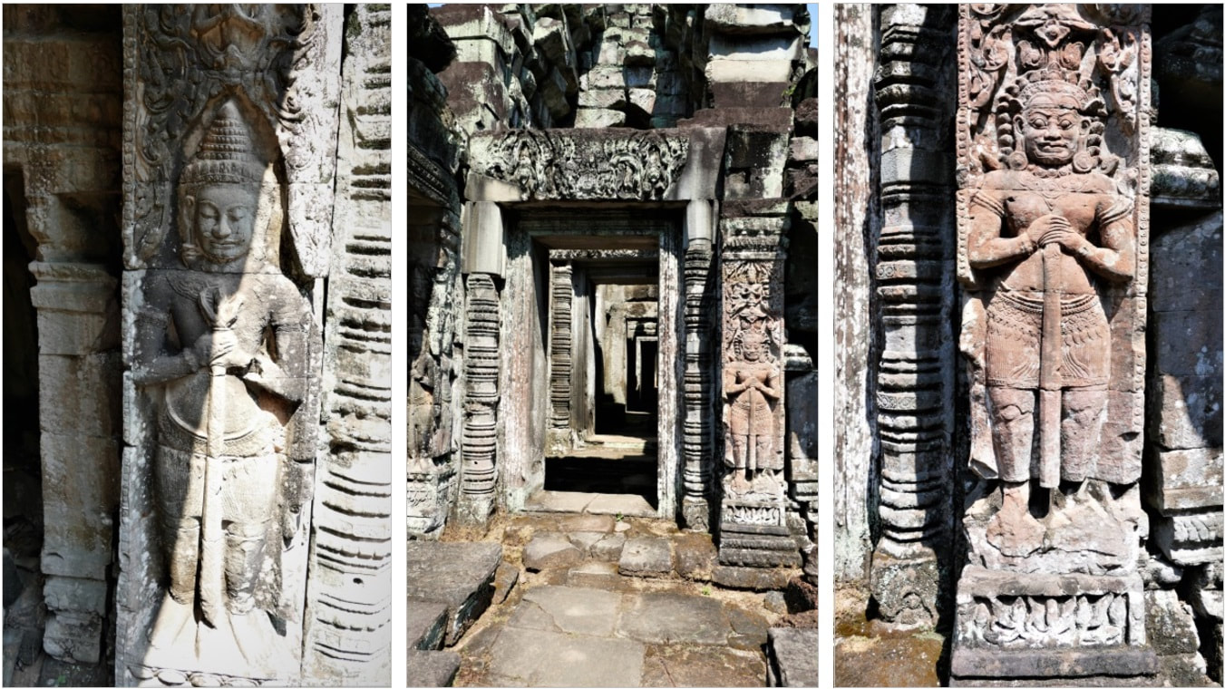 Bild 12.1. & 12.2 & 12.3: Preah Khan Tempel – Tor mit Dvarapala im Südbereich