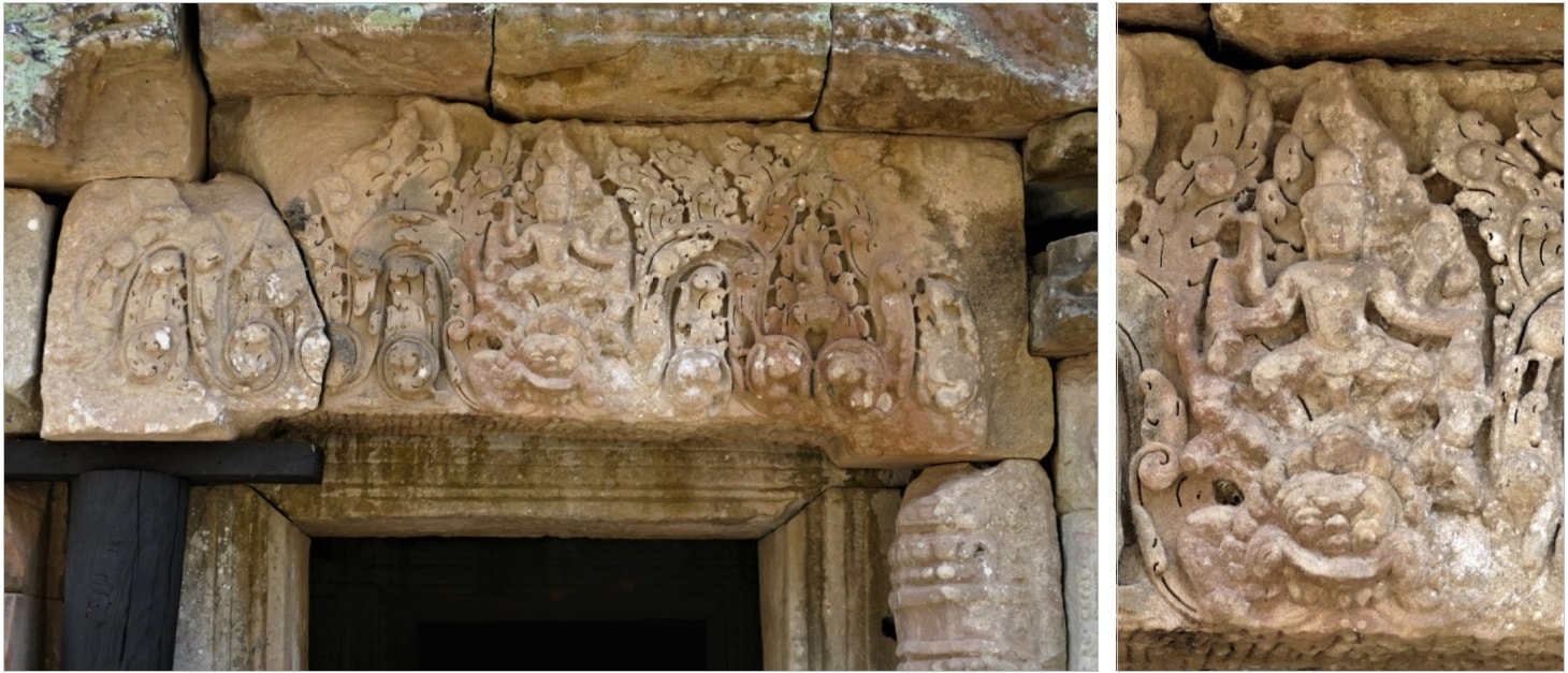 Bild 3.2 & 3.3: Preah Khan Tempel – Türsturz im inneren Tempelbereich 