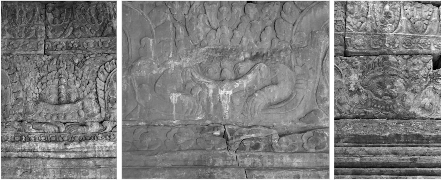 Bild 10.2 & 10.3 & 10.4: Preah Khan Tempel – Kala-Reliefs im KALA-Raum