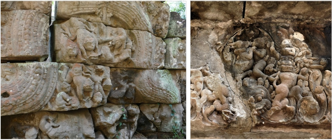 Bild 2 & 3: Preah Khan Tempel – Tympanum und Türsturz