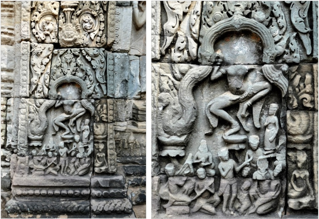 Bild 6.4 & 6.5: Preah Khan Tempel – Pfeilerrelief mit Tänzerin
