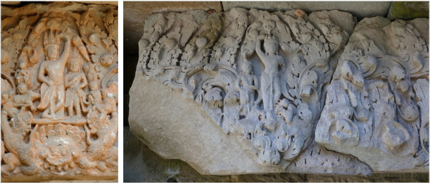 Bild 7.3 & 7.4: Preah Khan Tempel – Türstürze Krishna Govardhana