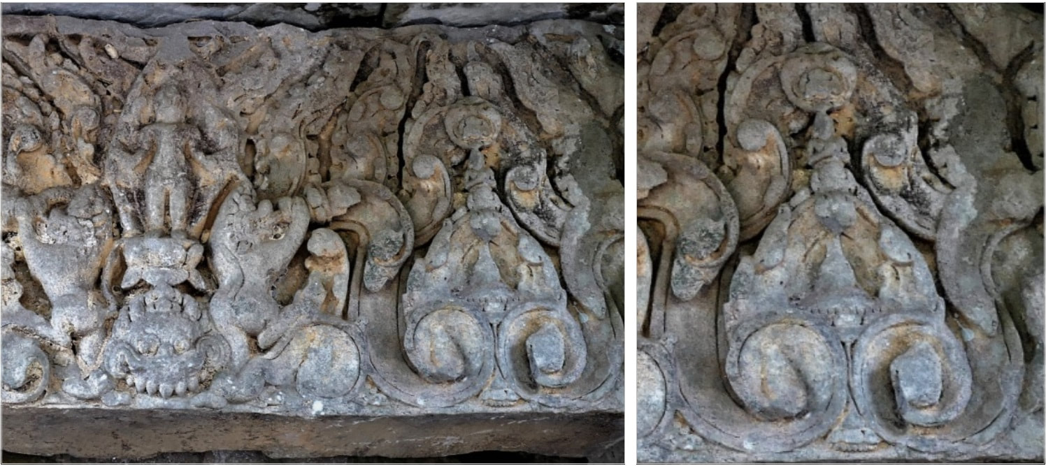 Bild 9.2 & 9.3: Mauerring IV Nord-Gopuram, Türsturz (Detailausschnitte)
