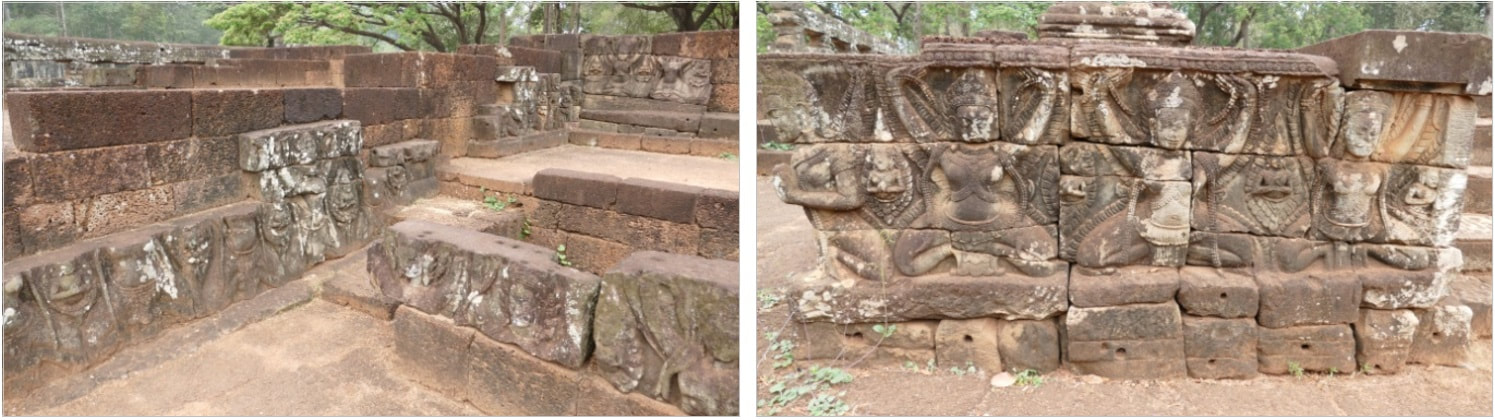 Bild 10.3 & 10.4: Angkor Thom, Elefanten-Terrasse mit Vidyadahris 