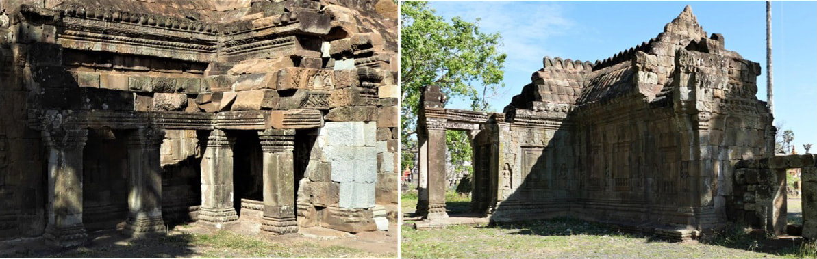 Bild 11 & 12: Gopuram III Ost Pfeiler der Kolonnade und Gopura III Ost (Innenansicht) 