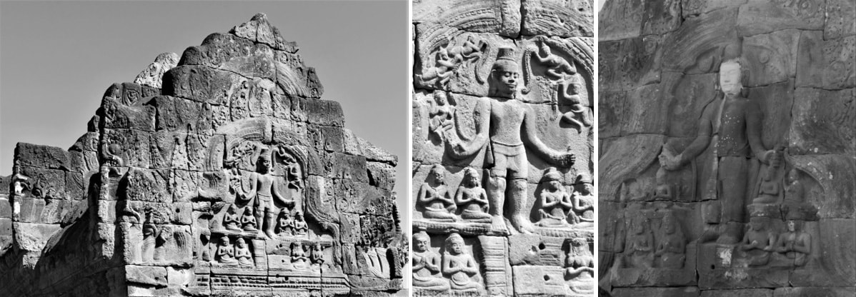 Bild 15,16 & 17: Gopuram West III Süd-Tympanum und Nord-Tympanum 