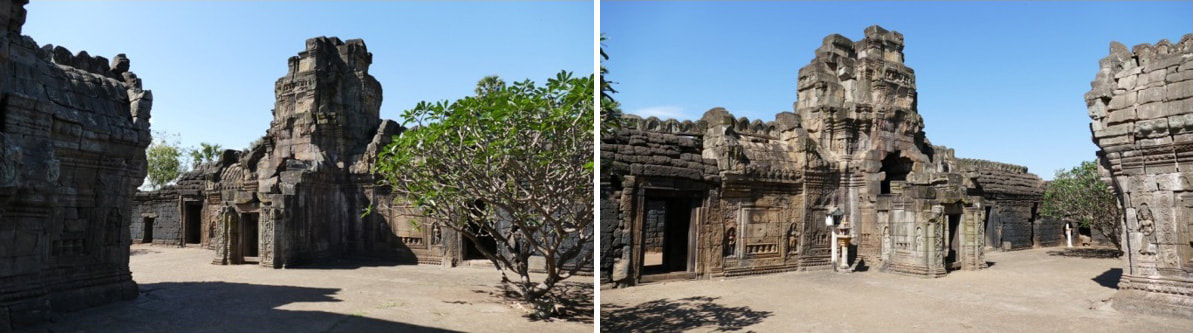 Bild 26 & 27: erster Mauerring (innseitig) mit Gopuram West I in zwei Ansichten 