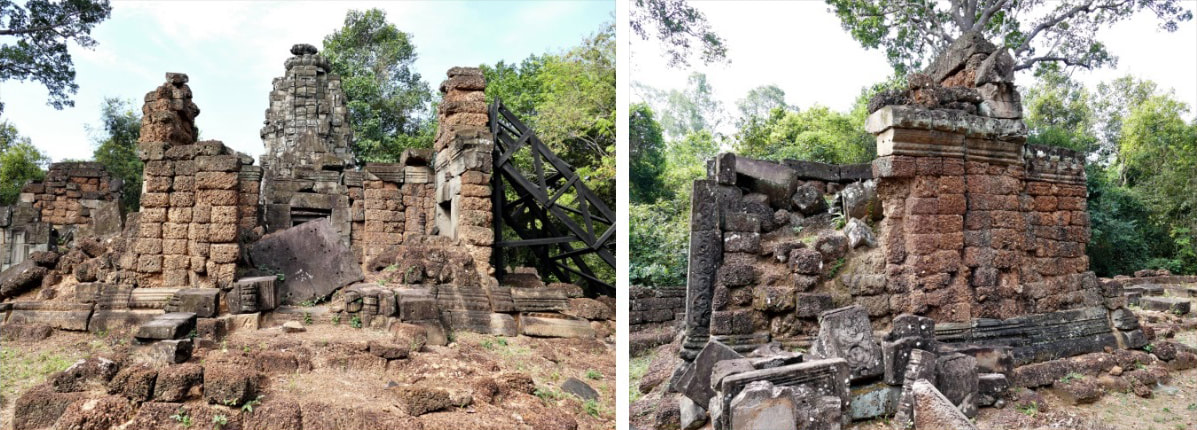Bild 3 & 4: Prei Tempel – Gopuram Ost und Bibliothek (Süd) 