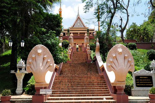 stairway to the mound of Wat Phnom Wat in Phnom Penh