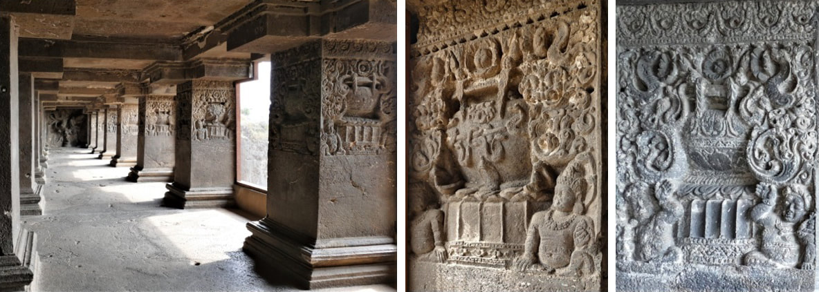 Bild 9, 10 & 11: Ellora hinduistische Höhlen (Höhle Nr. 14)