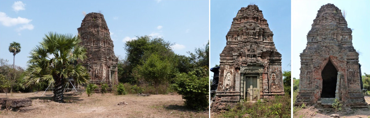 Bild 3, 4 & 5: Prasat Trapeang Phong – Ansicht von West, Süd und Ost