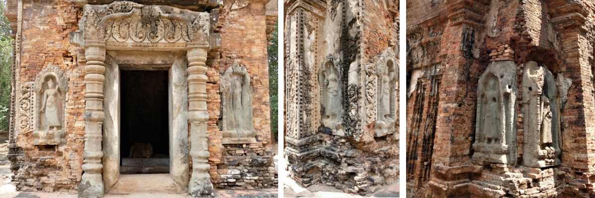 Bild 16, 17 & 18: Prasat Preah Ko – Devatas