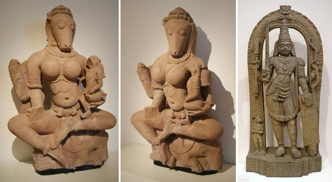Bild 12, 13 & 14: Varahi und  Virabhadra (Shiva) mit Varahi 