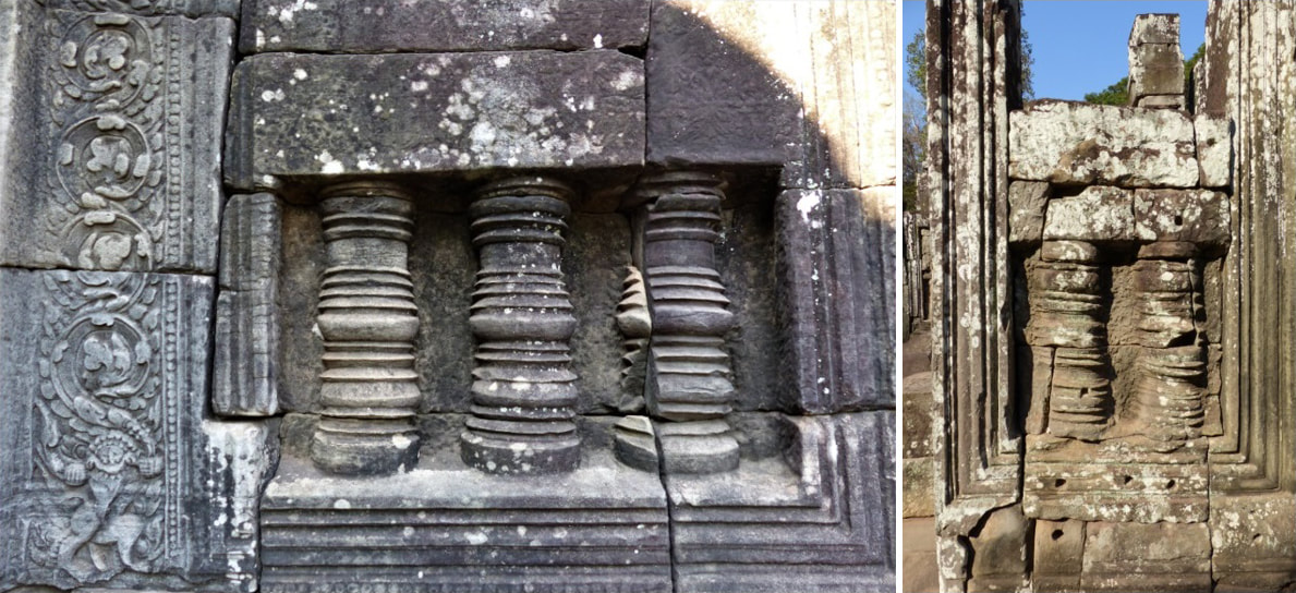 Bild 47 & 48: Bayon Tempel: Scheinfenster (Fotos: Birgit Schönlein)