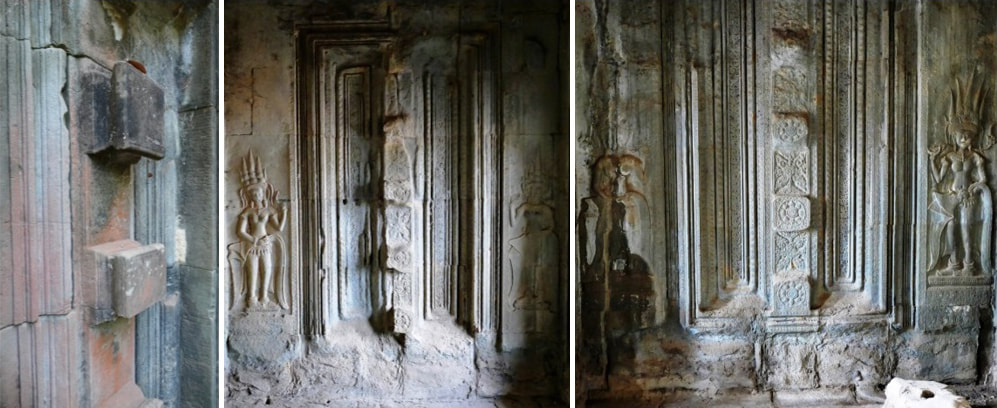 Angkor Wat: Scheintür (Detail) am Ost-Tor & Scheintüren am West-Tor