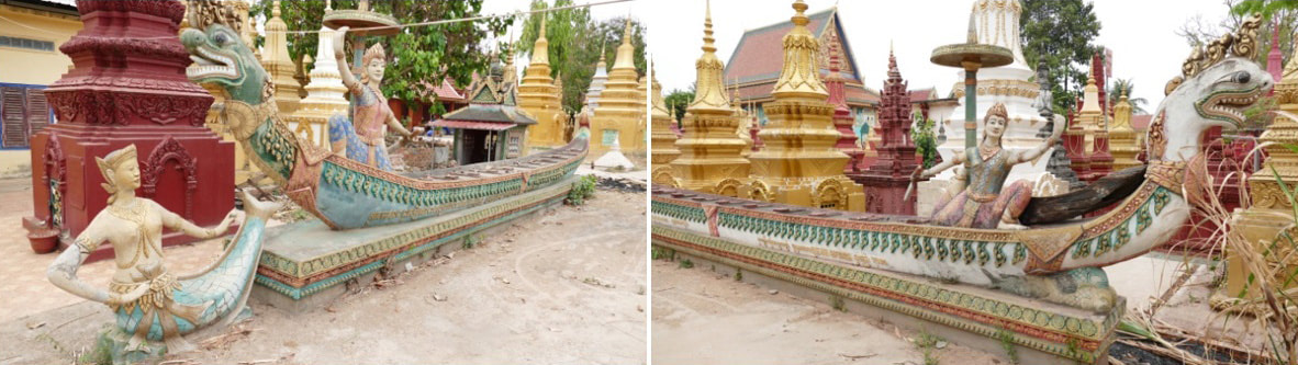 Po Banteaychey Pagoda: schwimmunfähige Ritualboote
