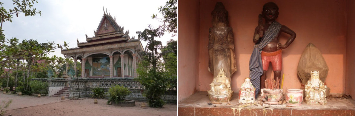 Wat Svay Thom: Haupt-Tempel und kleiner Schrein (Geisterhaus)