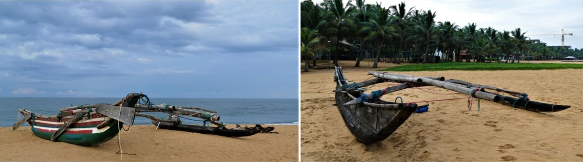 Auslegerboote am Strand von Negombo