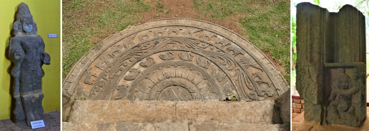 Dambadeniya Kloster Museum: Gott – Mondstein – Gana-Postament eines Türrahmens