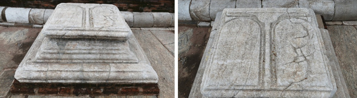 Bild 6 & 7: Buddhapada, Anuradhapura, Abhayagiri Stupa