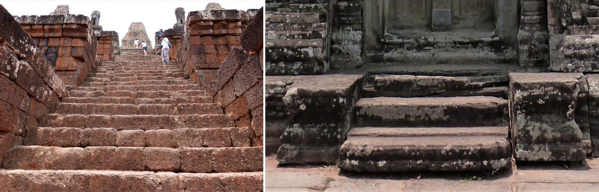  East Mebon Tempel: Stufen zum Zentralheiligtum &  vierte Pyramidenebene: Stufen vor Scheintür