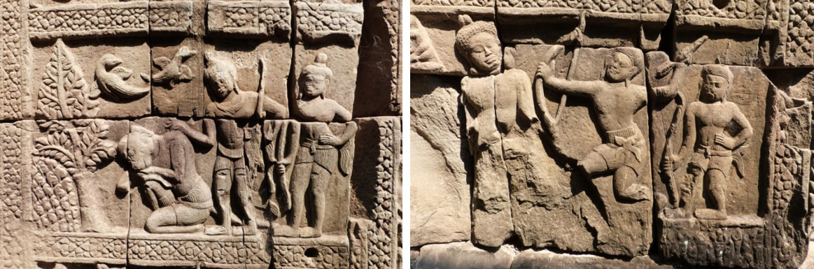 Bild 17 & 18: Baphuon Tempel – Kampfszenen 