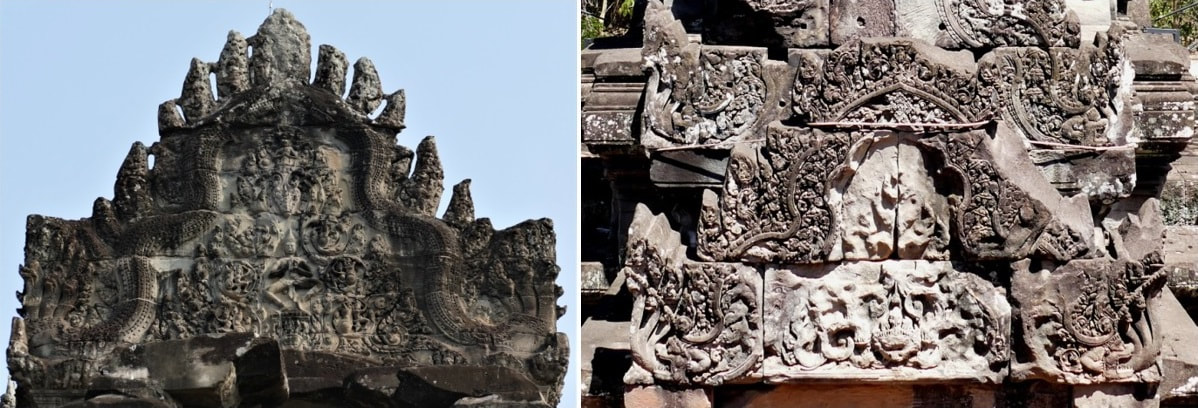 Bild 10 & 11: Tympanum Angkor Wat und Tympanum Ta Keo