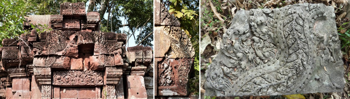 Phnea Kol Tempel: Tympanon Ost-Gopuram und Tympana-Fragmente