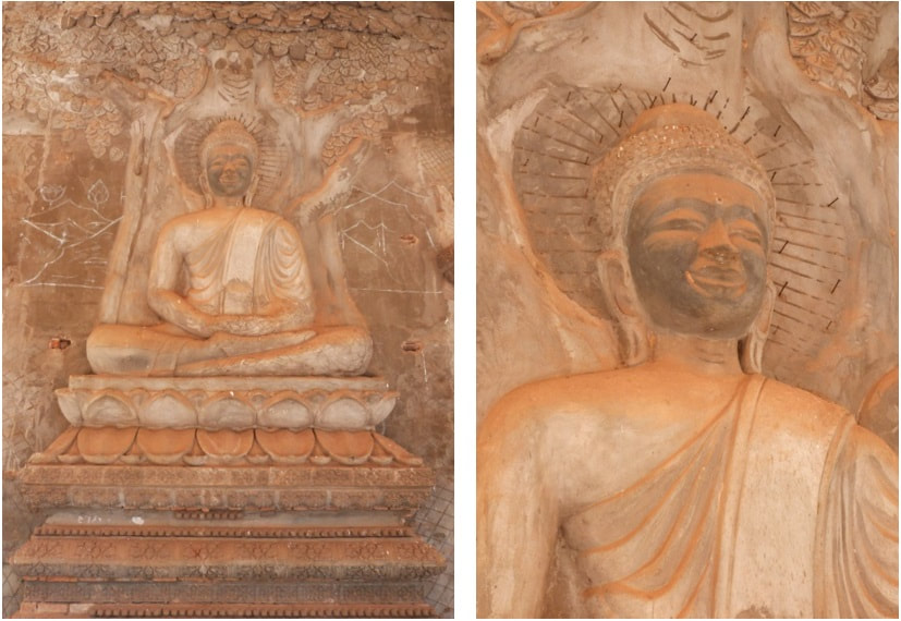 Lorm Brolerng Pagoda – monochromes Buddha-Relief