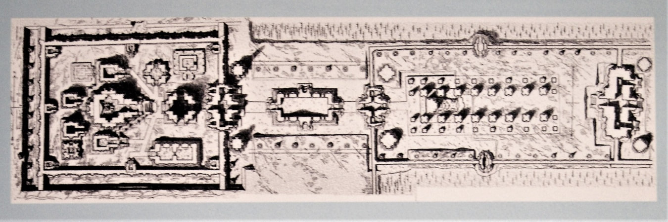 Bild 8: Grundriss (Draufsicht) vom Dong Duong Kloster (Zeichnung von Parmentier 1909)