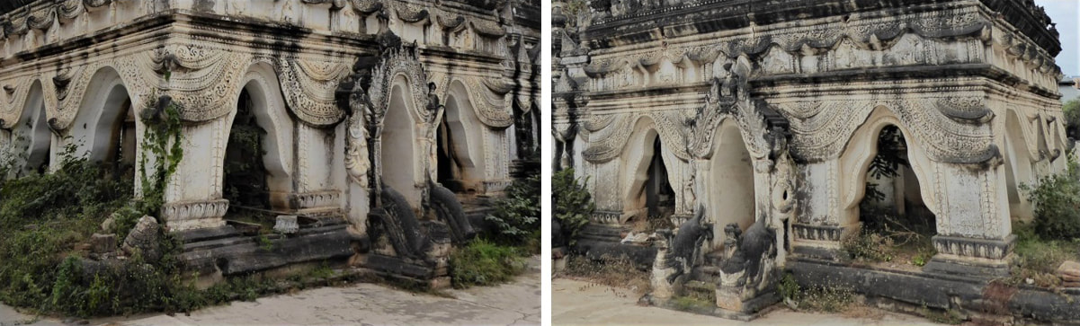 Bild 5 & 6: Thiri Muni Pagoda – Tempelhalle 