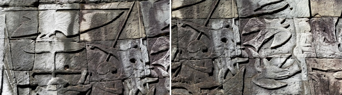 Tier-Reliefs am Bayon Tempel Bild 12 & 13 