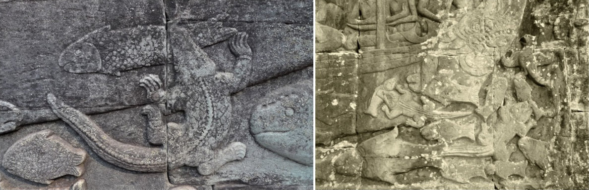 Tier-Reliefs am Bayon Tempel Bild 14 & 15