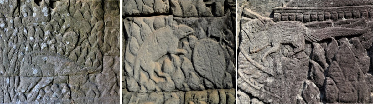 Tier-Reliefs am Bayon Tempel Bild 19, 20 & 21