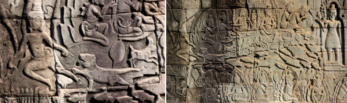 Tier-Reliefs am Bayon Tempel Bild 26 & 27