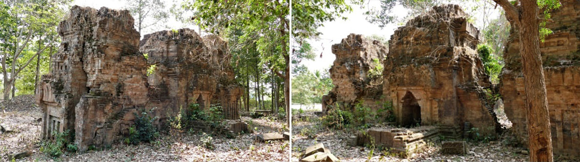 Tomnob Anlong Kravil Tempel – Ansichten von Nordwest und Südwest (Rückseite)