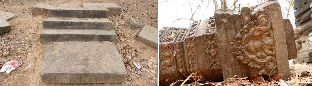 Kapitell-Verzierung am selten besuchten Trav Tempel bei Angkor