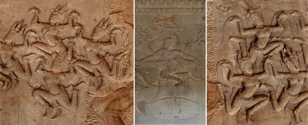 Bild 1, 2 & 3: Angkor Wat – Quirlen des Milchozeans 