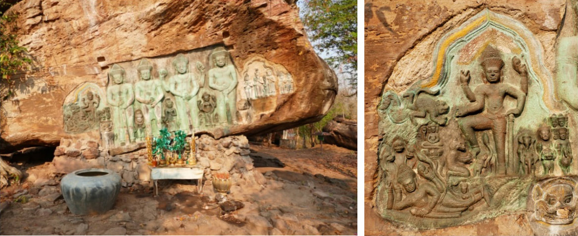 Peung Kom Nuo – dreigeteiltes Relief mit Vishnu