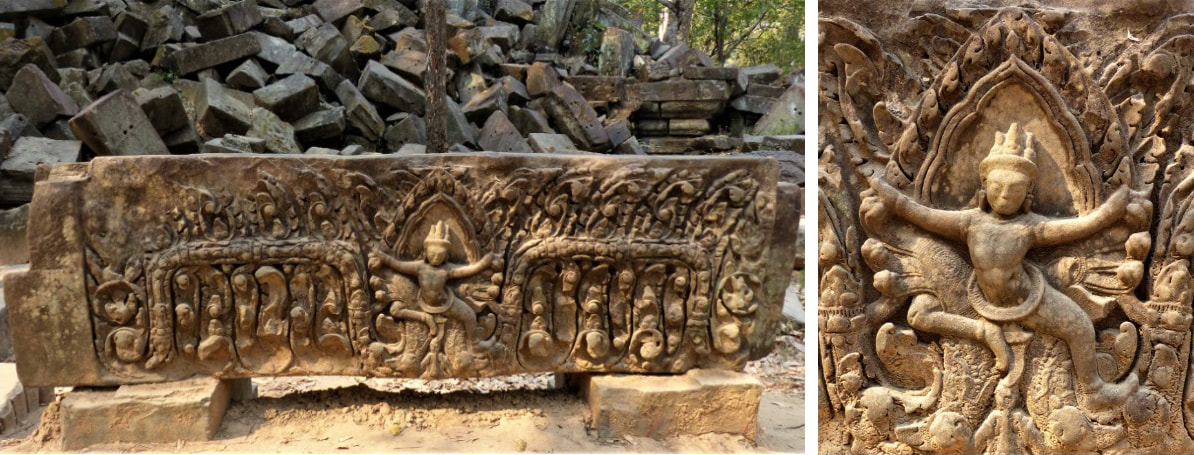 Bild 4 & 4.1: Beng Mealea Tempel – Krishna-Kaliya-Türsturz