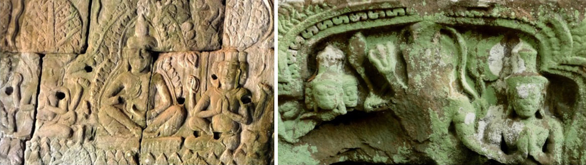 V.1 Bayon Tempel: Vishnu links im Bild     V.2 Prasat Preah Pithu: Vishnu rechts im Bild 