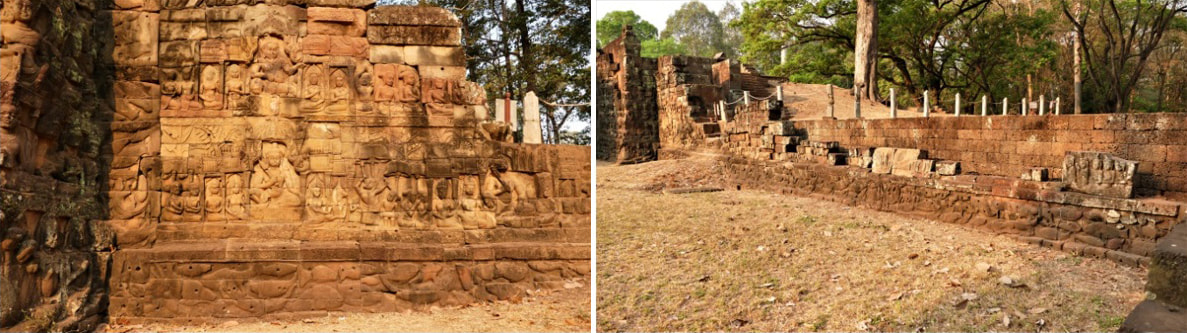 Bild 10 & 11: Angkor Thom, Leprakönig-Terrasse, nördliche Fortsetzung